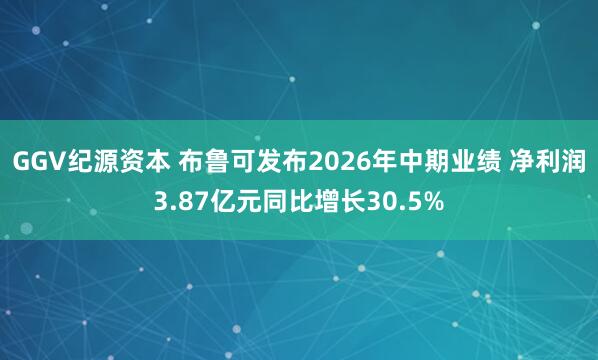 GGV纪源资本 布鲁可发布2026年中期业绩 净利润3.87亿元同比增长30.5%